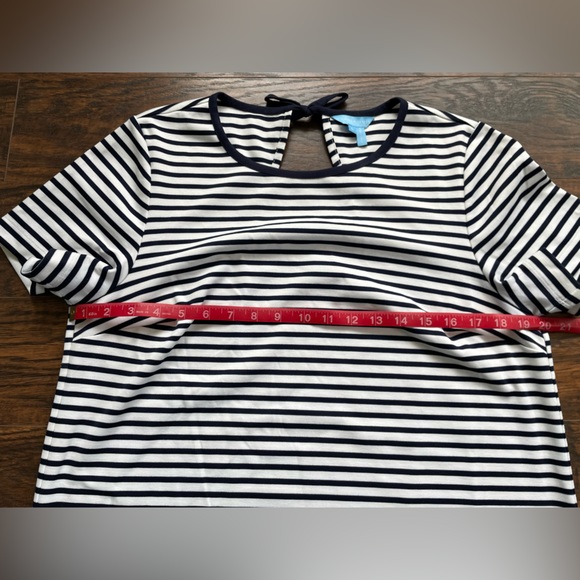 Draper James Sailor Stripe Ponte Shift Dress White & Navy Large - Picture 6 of 10